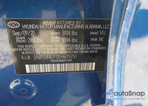 2020 Hyundai Elantra Sel from USA, damaged, VIN 5NPD84LF0LH625751